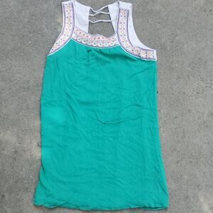Flying Tomato embroidered cut out tunic dress green multicolor medium